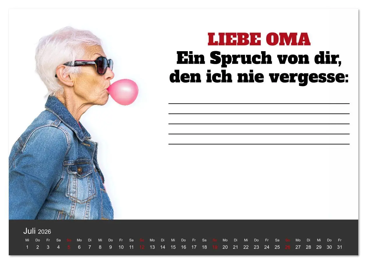 Bild: 9783516636017 | Kalender für Oma - Was ich dir sagen will (Wandkalender 2026 DIN A4...
