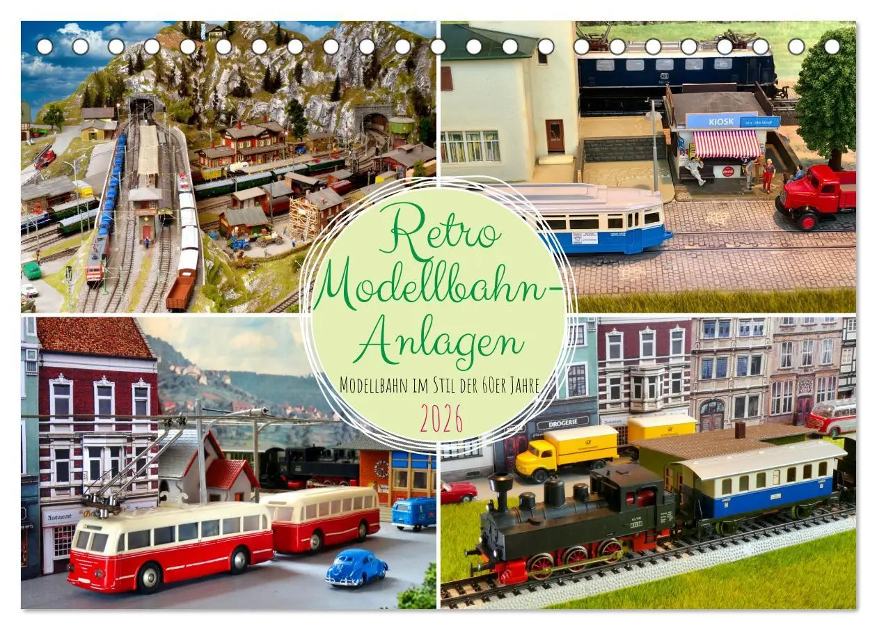Cover: 9783457536117 | Retro Modellbahnanlagen (Tischkalender 2026 DIN A5 quer), CALVENDO...