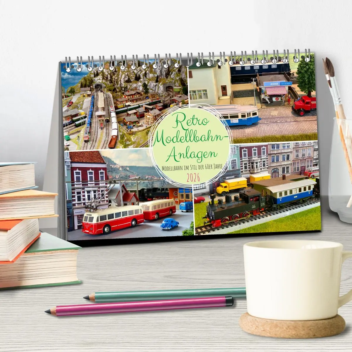 Bild: 9783457536117 | Retro Modellbahnanlagen (Tischkalender 2026 DIN A5 quer), CALVENDO...