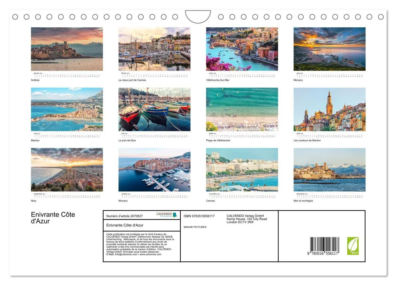 Bild: 9783516556117 | Enivrante Côte d'Azur (Calendrier mural 2026 DIN A4 vertical),...