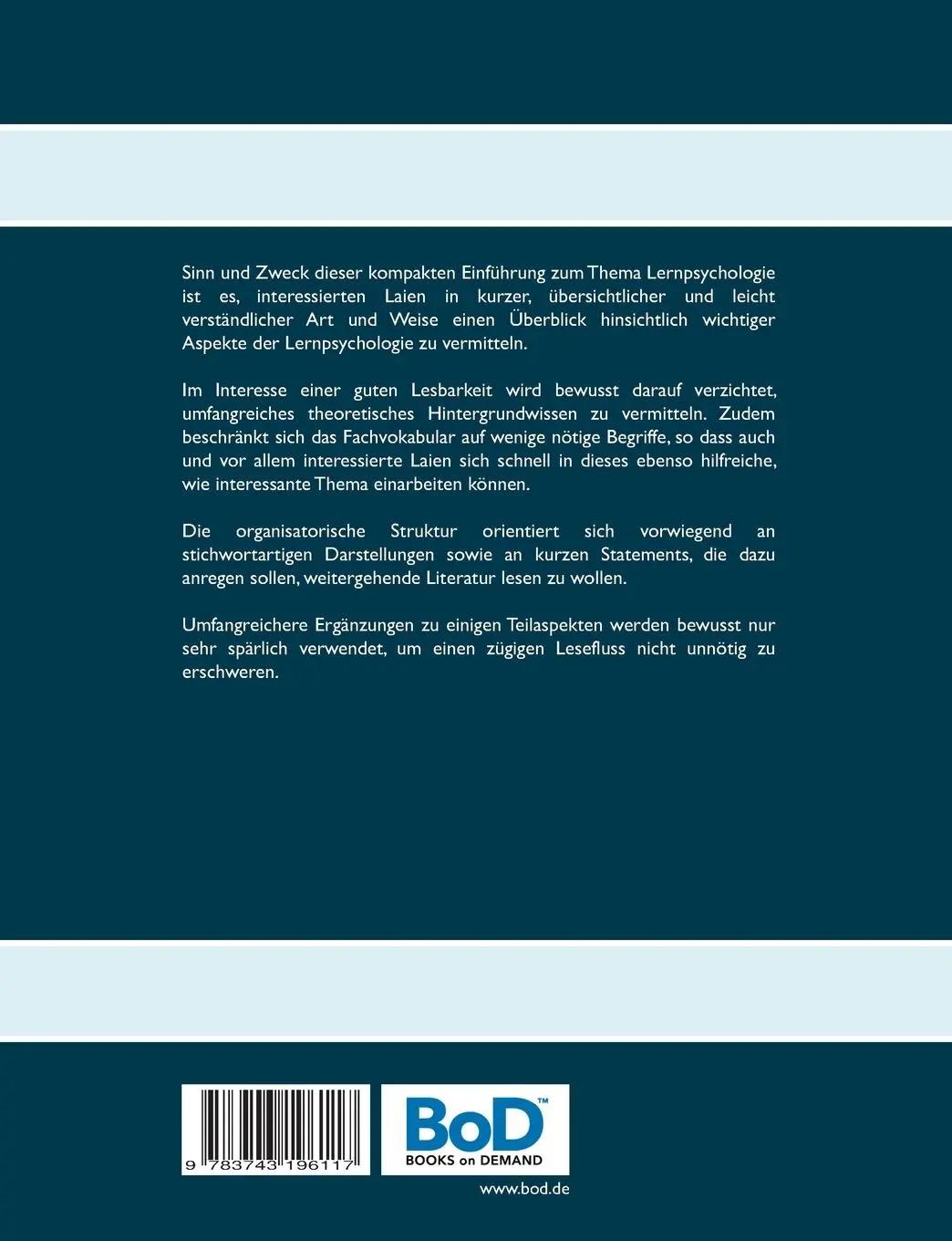 Rückseite: 9783743196117 | Lernpsychologie kompakt | Basiswissen für interessierte Laien | Böhme