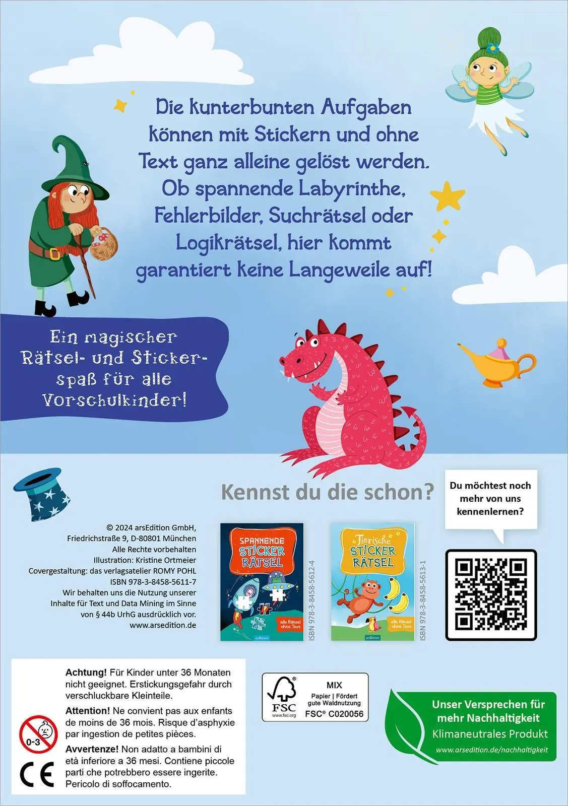 Rückseite: 9783845856117 | Magische Sticker-Rätsel | Alle Rätsel ohne Text | Kristine Ortmeier