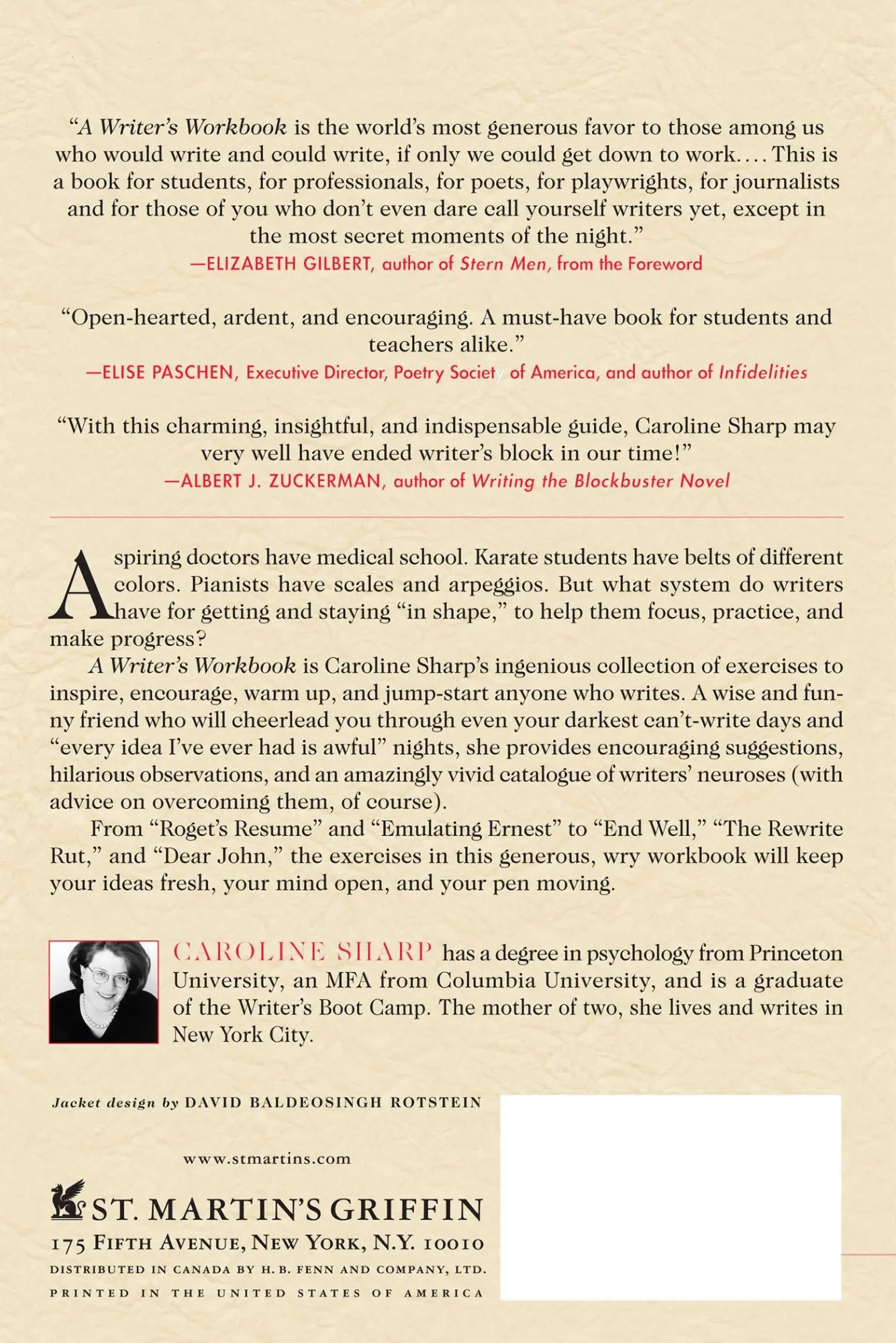 Rückseite: 9780312286217 | Writer's Workbook | Caroline Sharp | Taschenbuch | Englisch | 2002