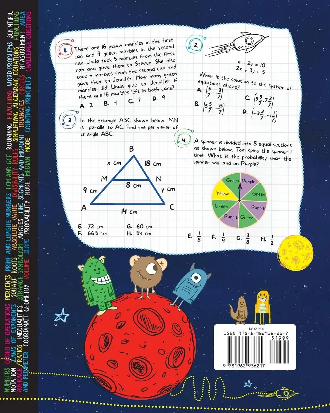 Rückseite: 9781962936217 | Math Practice Workbook Grades 6-8 | Brain Hunter Prep | Taschenbuch