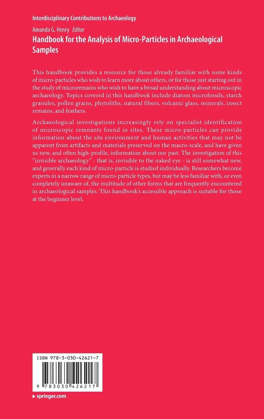Rückseite: 9783030426217 | Handbook for the Analysis of Micro-Particles in Archaeological Samples