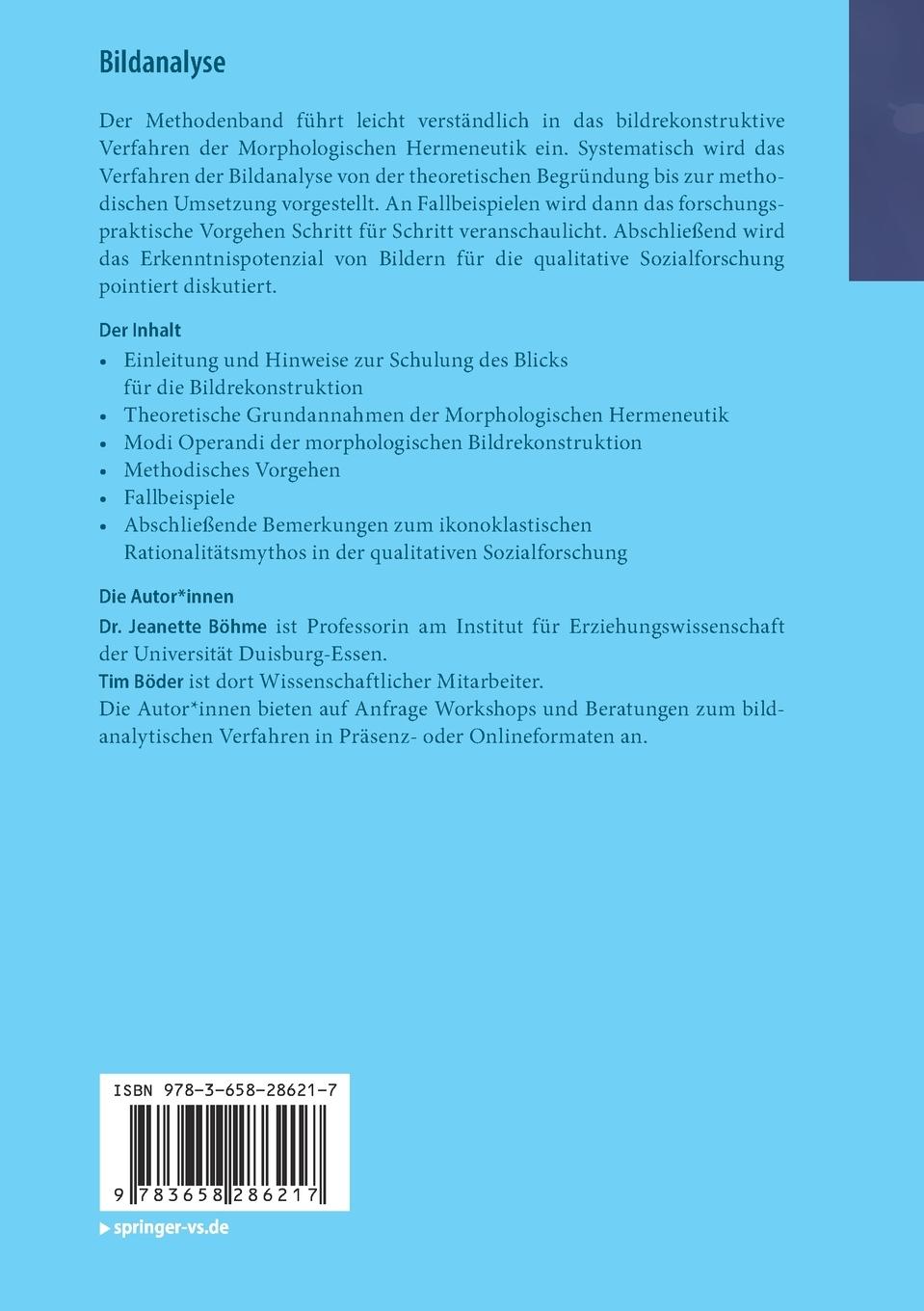 Rückseite: 9783658286217 | Bildanalyse | Tim Böder (u. a.) | Taschenbuch | Paperback | vii | 2020
