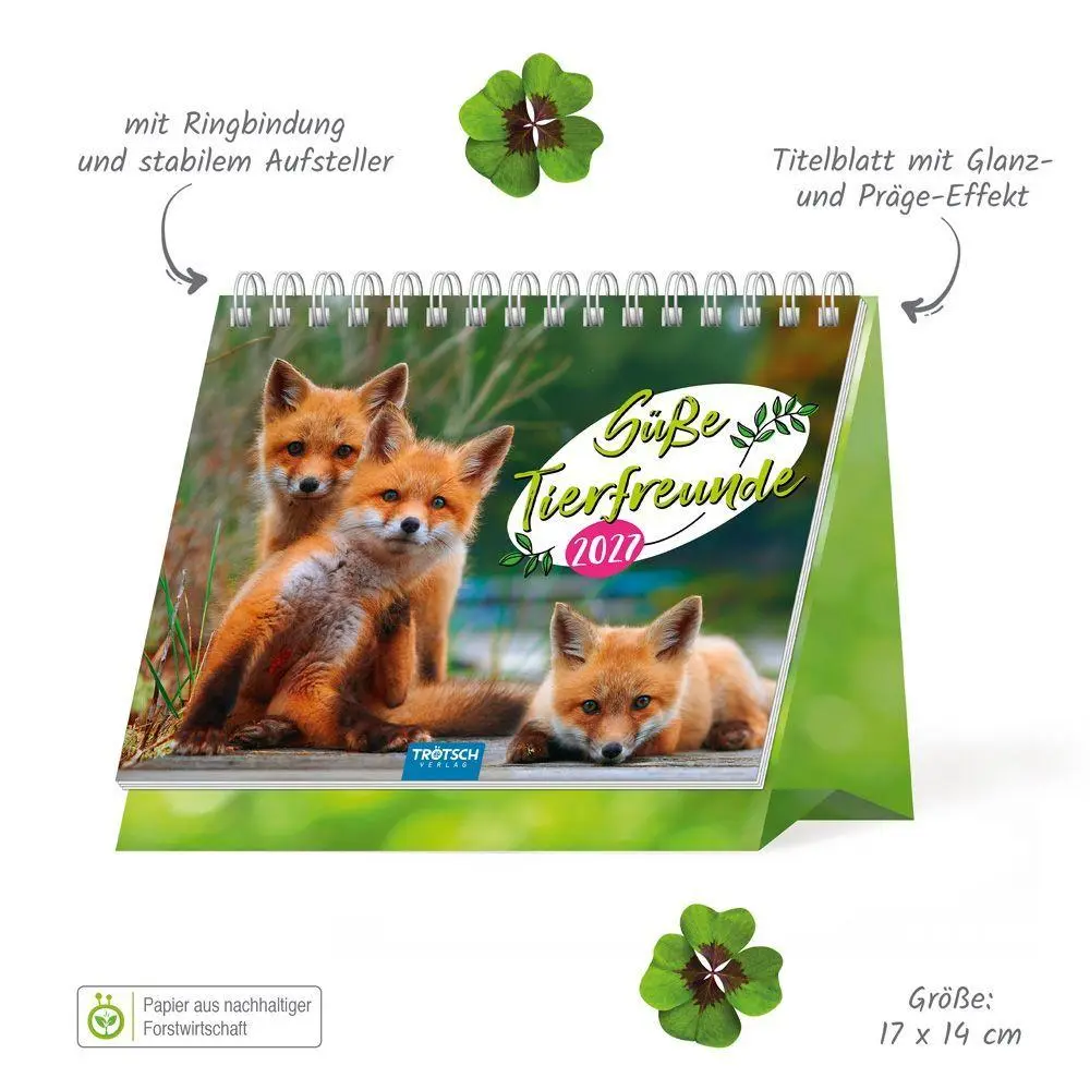 Bild: 9783988026217 | TRÖTSCH - Aufstellkalender Süße Tierfreunde 2027 | KG | Kalender