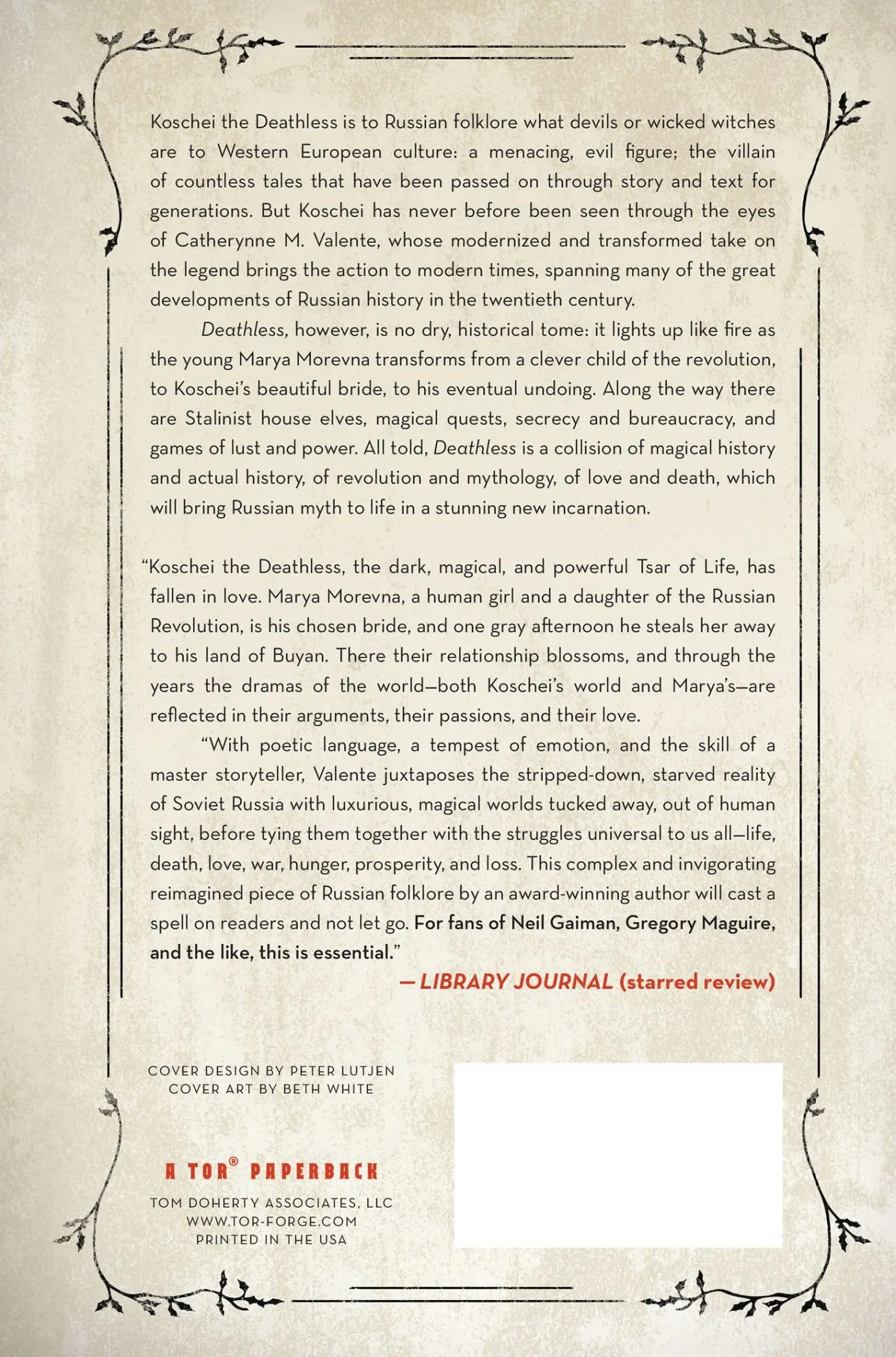 Rückseite: 9780765326317 | Deathless | Catherynne M. Valente | Taschenbuch | Englisch | 2012