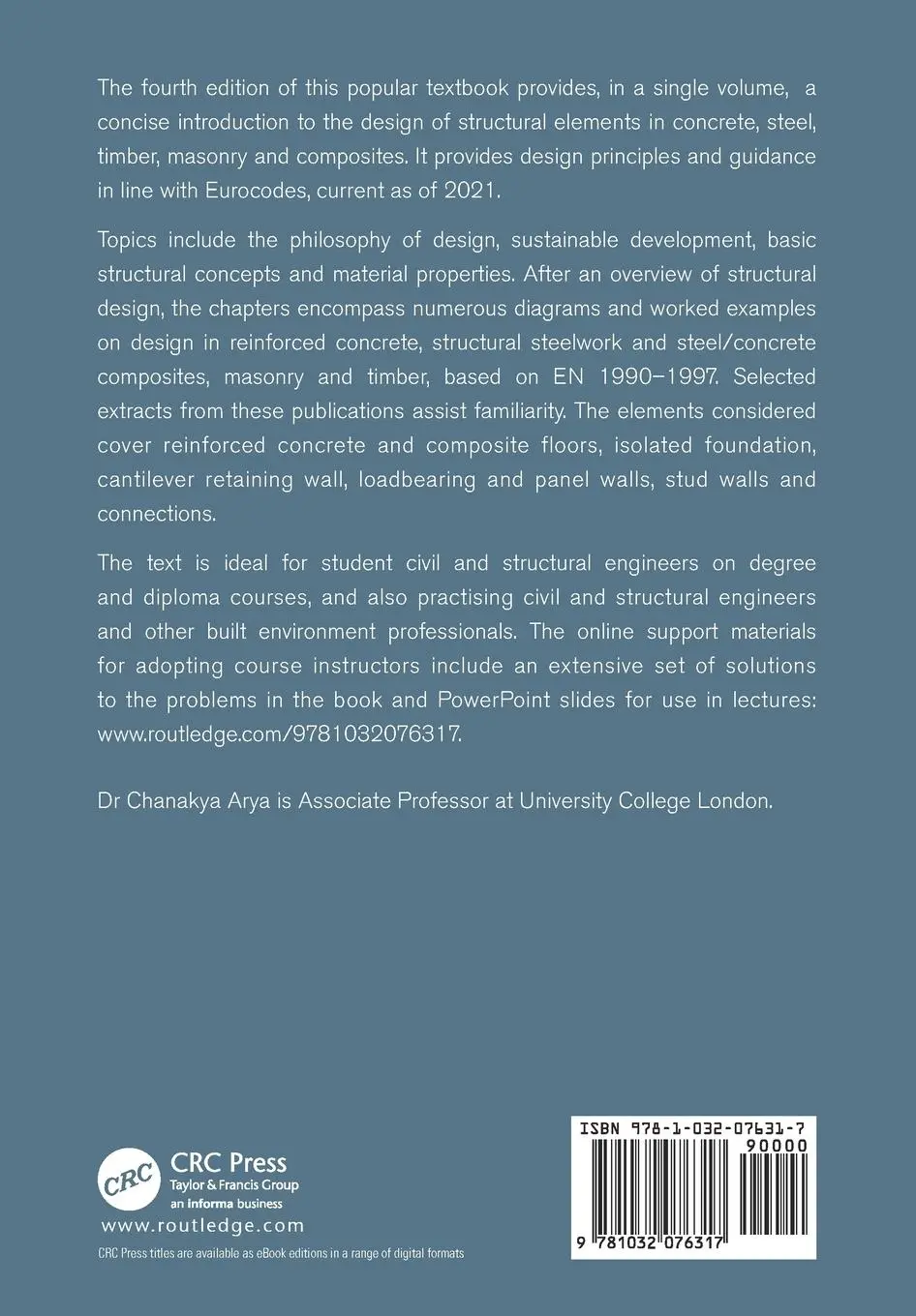 Rückseite: 9781032076317 | Design of Structural Elements | Chanakya Arya | Taschenbuch | Englisch