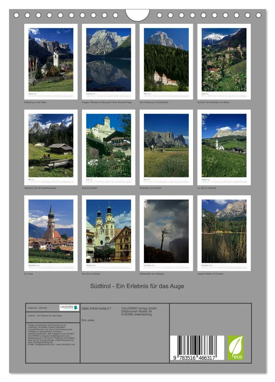Bild: 9783516466317 | Südtirol - Ein Erlebnis für das Auge (Wandkalender 2026 DIN A4...