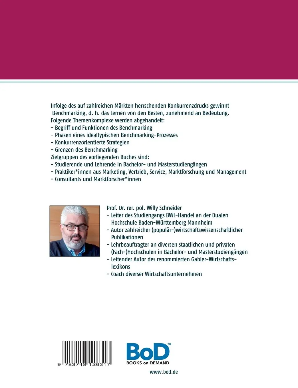 Rückseite: 9783748126317 | Praxisleitfaden Benchmarking | Willy Schneider | Taschenbuch | 64 S.