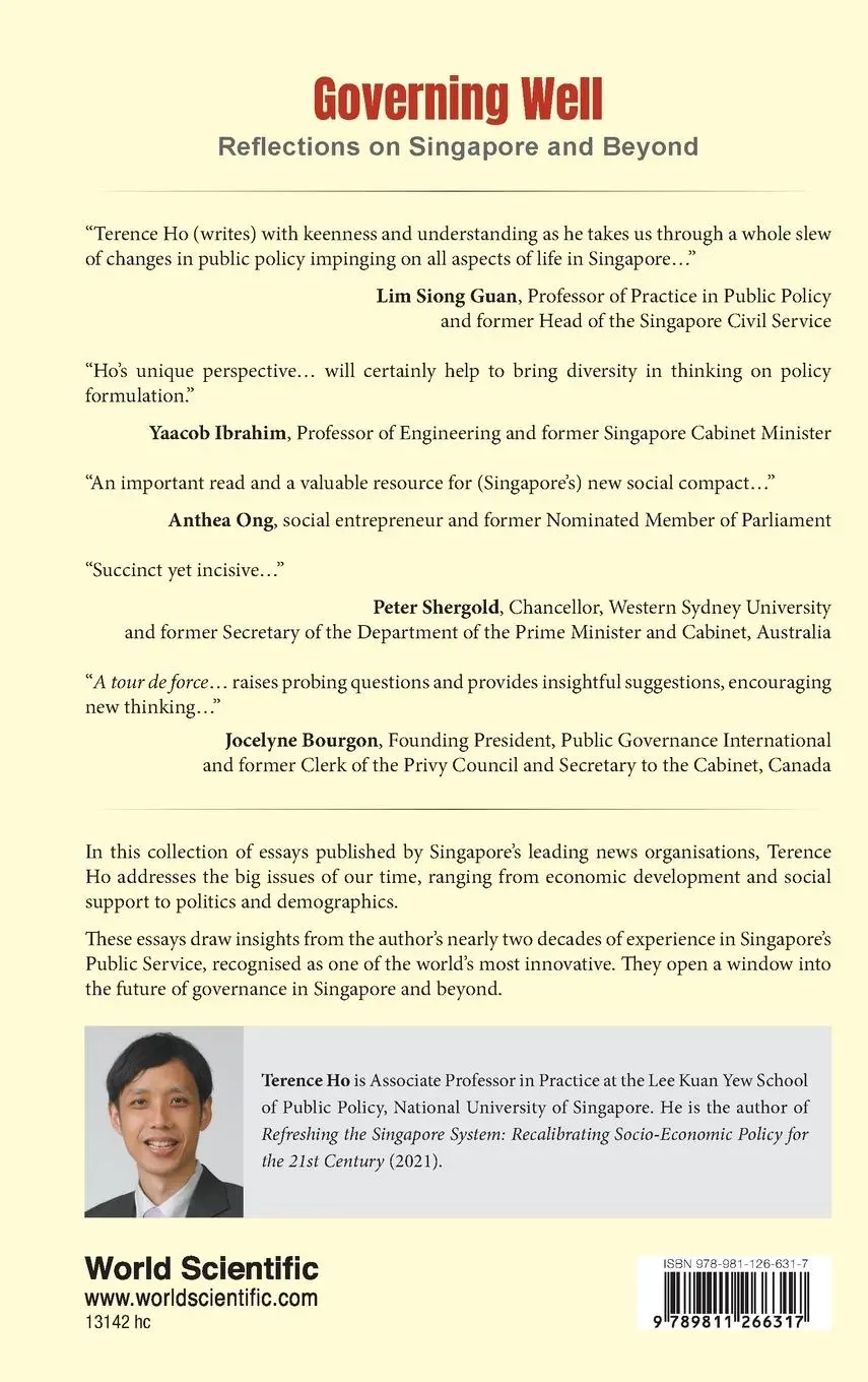 Rückseite: 9789811266317 | GOVERNING WELL | REFLECTIONS ON SINGAPORE AND BEYOND | W L Terence Ho