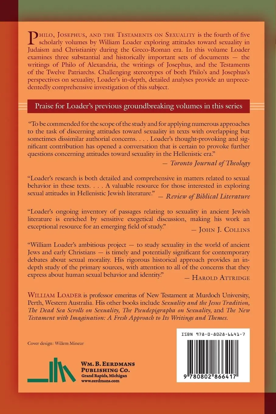Rückseite: 9780802866417 | Philo, Josephus, and the Testaments on Sexuality | William Loader