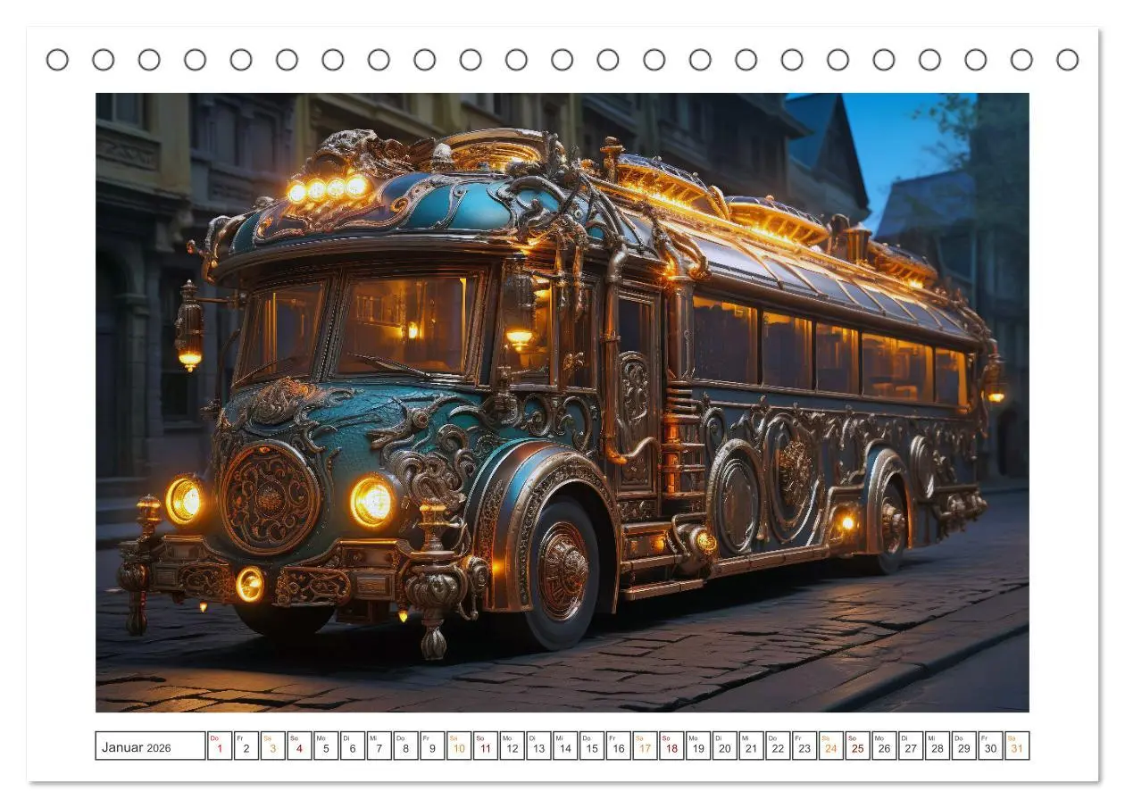 Bild: 9783457506417 | KI-Omnibusse (Tischkalender 2026 DIN A5 quer), CALVENDO Monatskalender