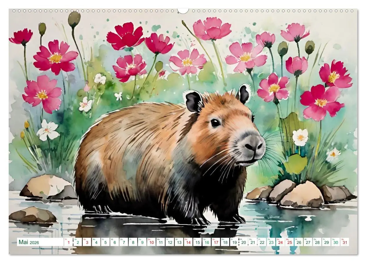 Bild: 9783457816417 | Das Capybara (Wandkalender 2026 DIN A2 quer), CALVENDO Monatskalender