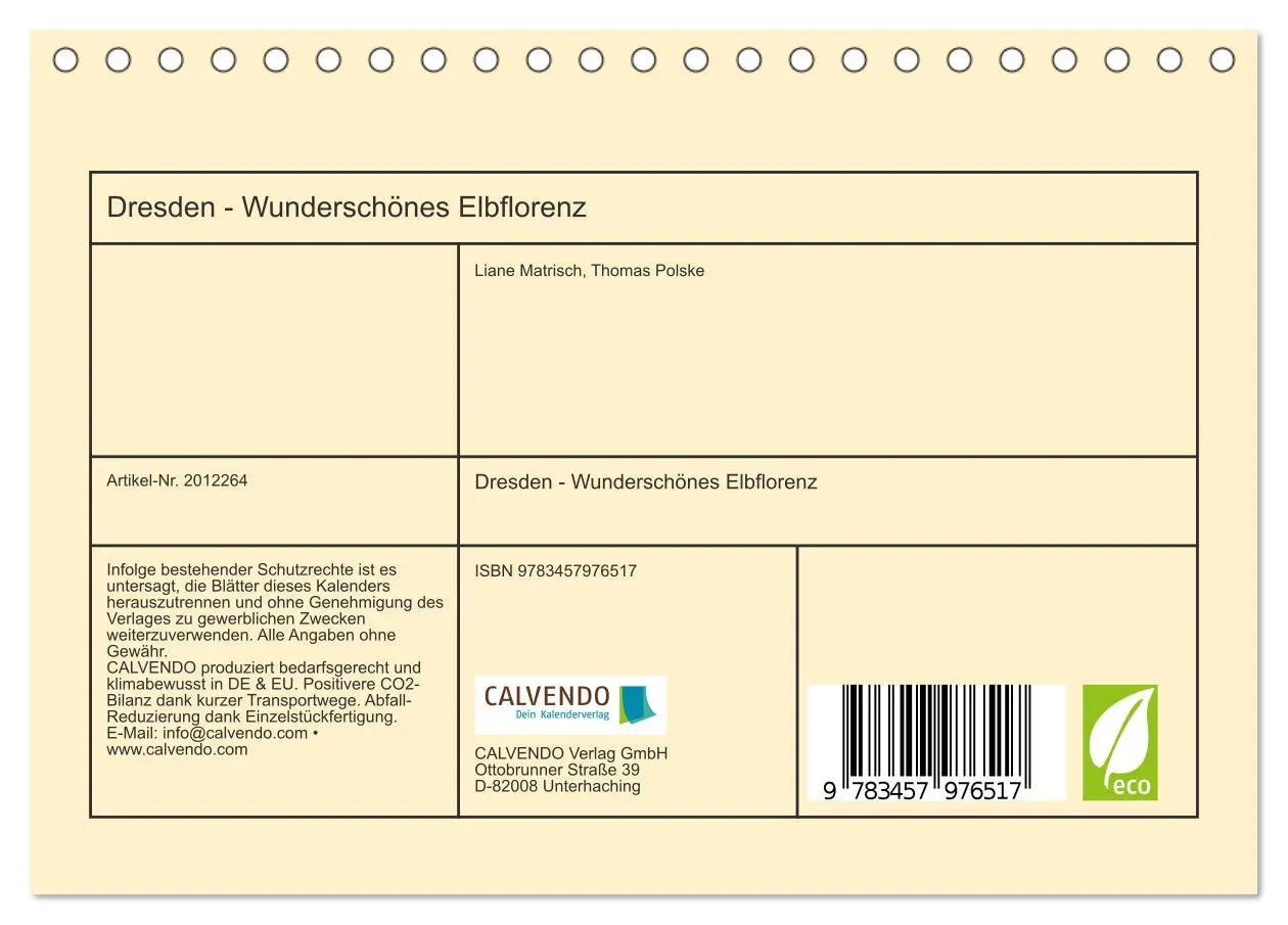 Bild: 9783457976517 | Dresden - Wunderschönes Elbflorenz (Tischkalender 2026 DIN A5...