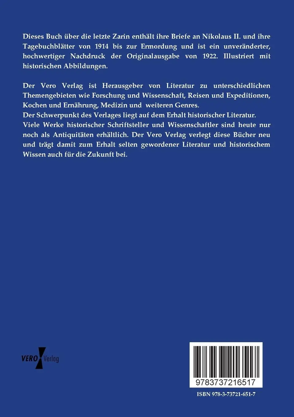 Rückseite: 9783737216517 | Die letzte Zarin | Zarin von Russland Alexandra | Taschenbuch | 272 S.