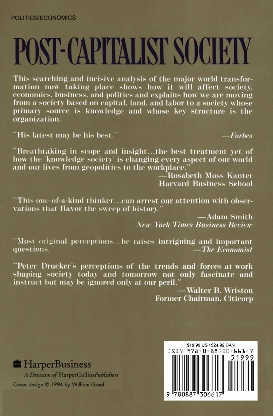 Rückseite: 9780887306617 | Post-Capitalist Society | Peter F. Drucker | Taschenbuch | Englisch