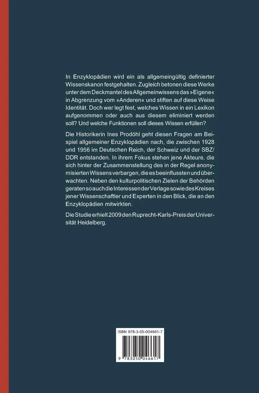 Rückseite: 9783050046617 | Die Politik des Wissens | Ines Prodöhl | Buch | VIII | Deutsch | 2010