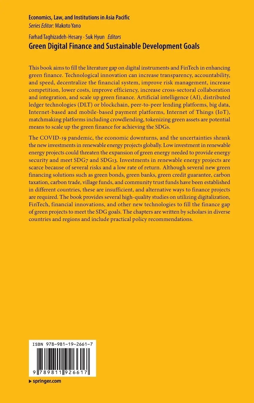 Rückseite: 9789811926617 | Green Digital Finance and Sustainable Development Goals | Hyun (u. a.)