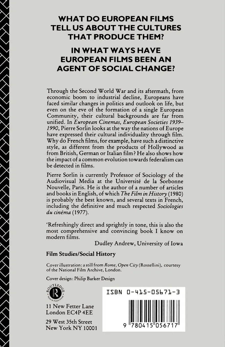 Rückseite: 9780415056717 | European Cinemas, European Societies | Pierre Sorlin | Taschenbuch