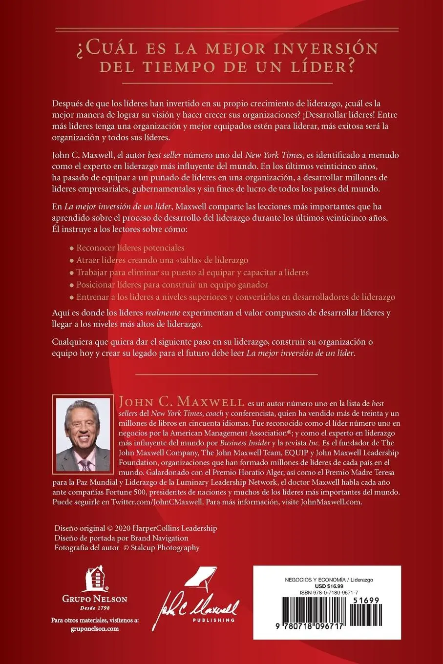 Rückseite: 9780718096717 | La mejor inversión de un líder | John C. Maxwell | Taschenbuch | 2020