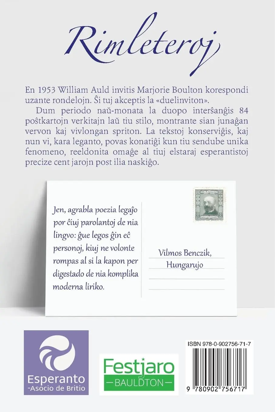 Rückseite: 9780902756717 | Rimleteroj | William Auld (u. a.) | Taschenbuch | Esperanto | 2024