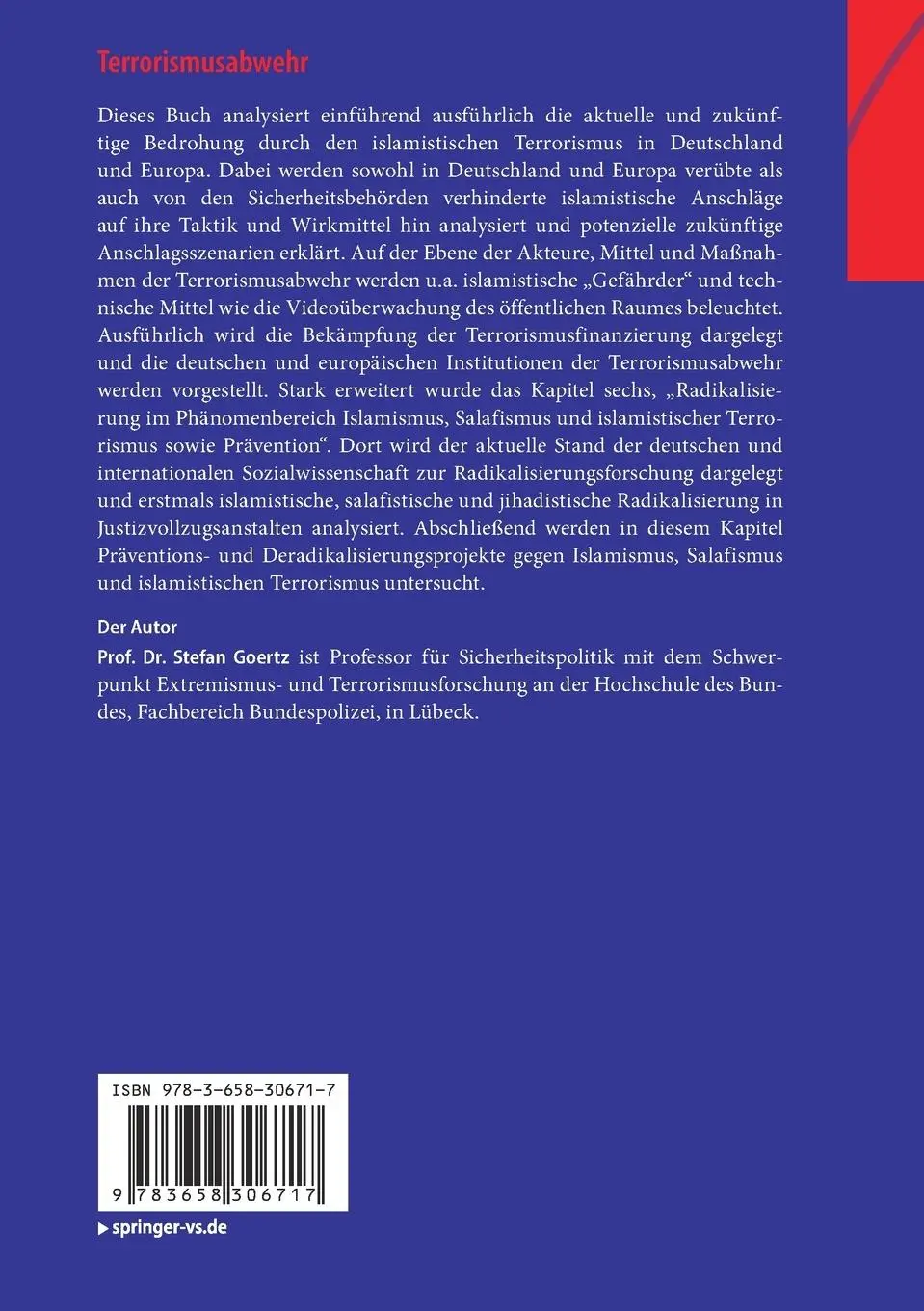 Rückseite: 9783658306717 | Terrorismusabwehr | Stefan Goertz | Taschenbuch | xii | Deutsch | 2020