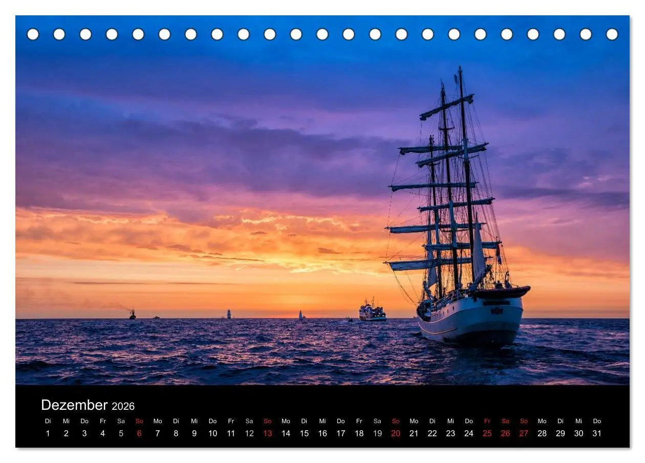 Bild: 9783516036817 | Windjammer auf der Ostsee im Abendlicht (Tischkalender 2026 DIN A5...