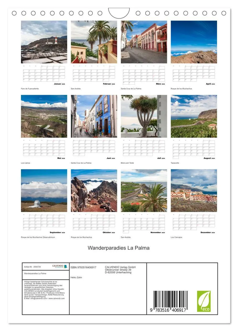 Bild: 9783516406917 | Wanderparadies La Palma (Wandkalender 2026 DIN A4 hoch), CALVENDO...
