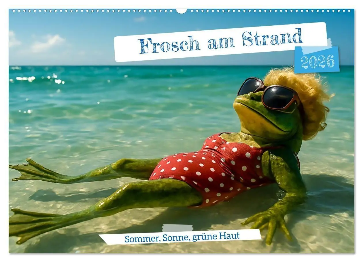 Cover: 9783516716917 | Frosch am Strand - Sommer, Sonne, grüne Haut (Wandkalender 2026 DIN...
