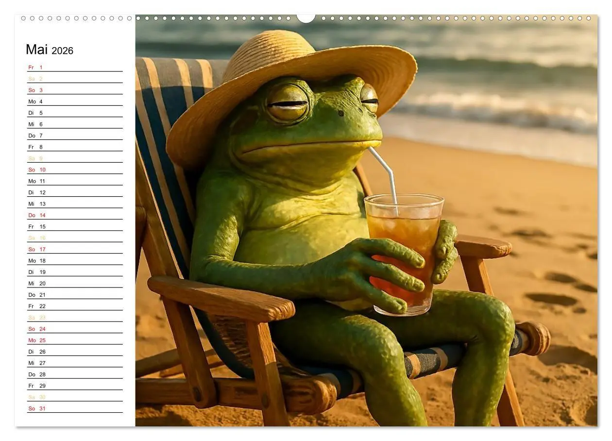 Bild: 9783516716917 | Frosch am Strand - Sommer, Sonne, grüne Haut (Wandkalender 2026 DIN...