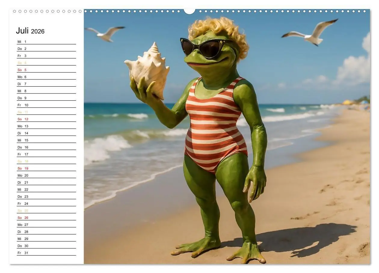 Bild: 9783516716917 | Frosch am Strand - Sommer, Sonne, grüne Haut (Wandkalender 2026 DIN...