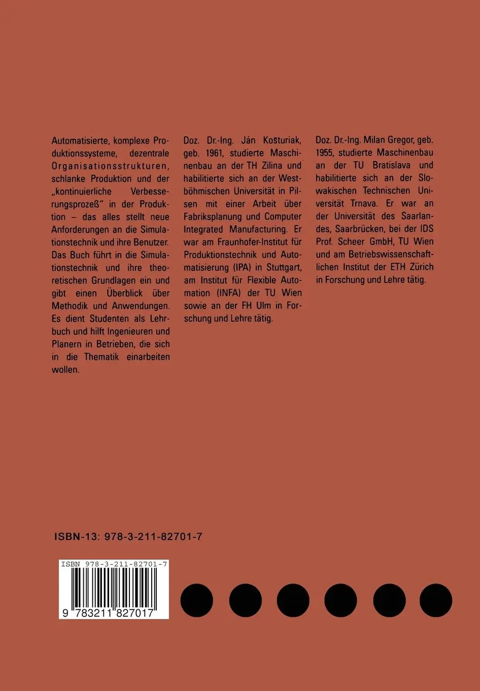Rückseite: 9783211827017 | Simulation von Produktionssystemen | Milan Gregor (u. a.) | Buch | x