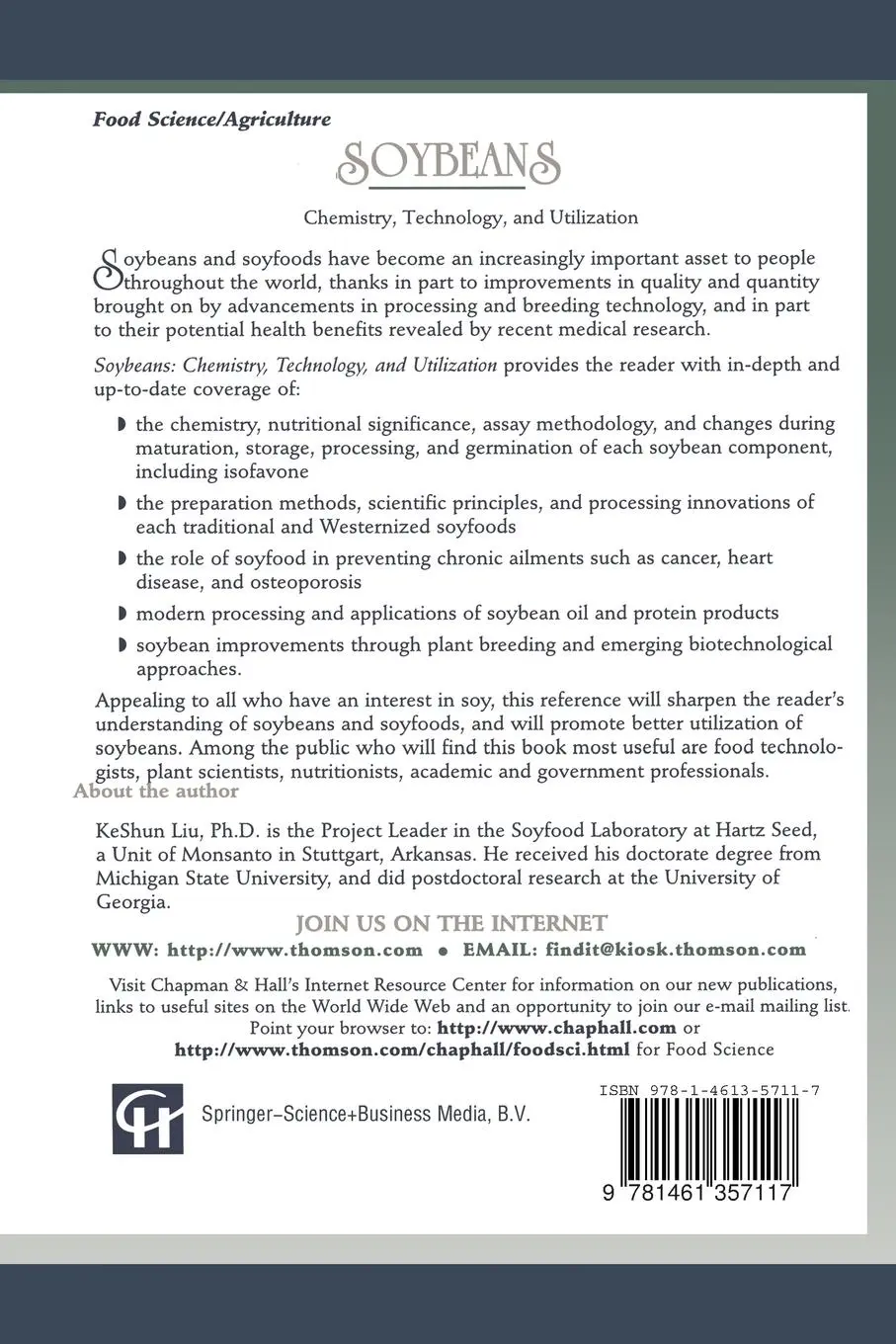 Rückseite: 9781461357117 | Soybeans | Chemistry, Technology, and Utilization | Keshun Liu | Buch