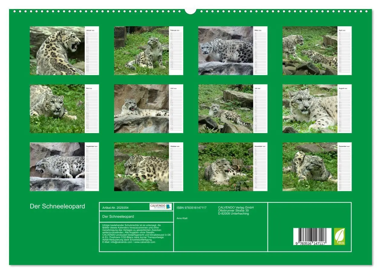 Bild: 9783516147117 | Der Schneeleopard (hochwertiger Premium Wandkalender 2026 DIN A2...