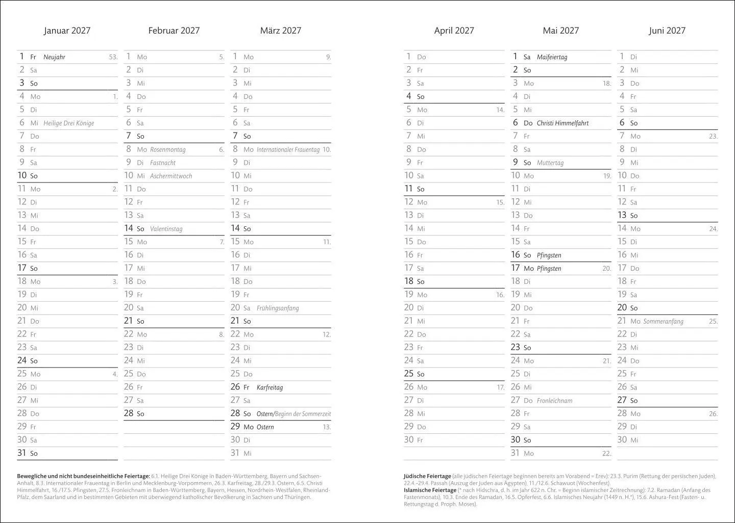 Bild: 9783756417117 | Kalenderbuch A6 blau 2027 | Buch | Bürokalender Heye | 152 S. | 2027