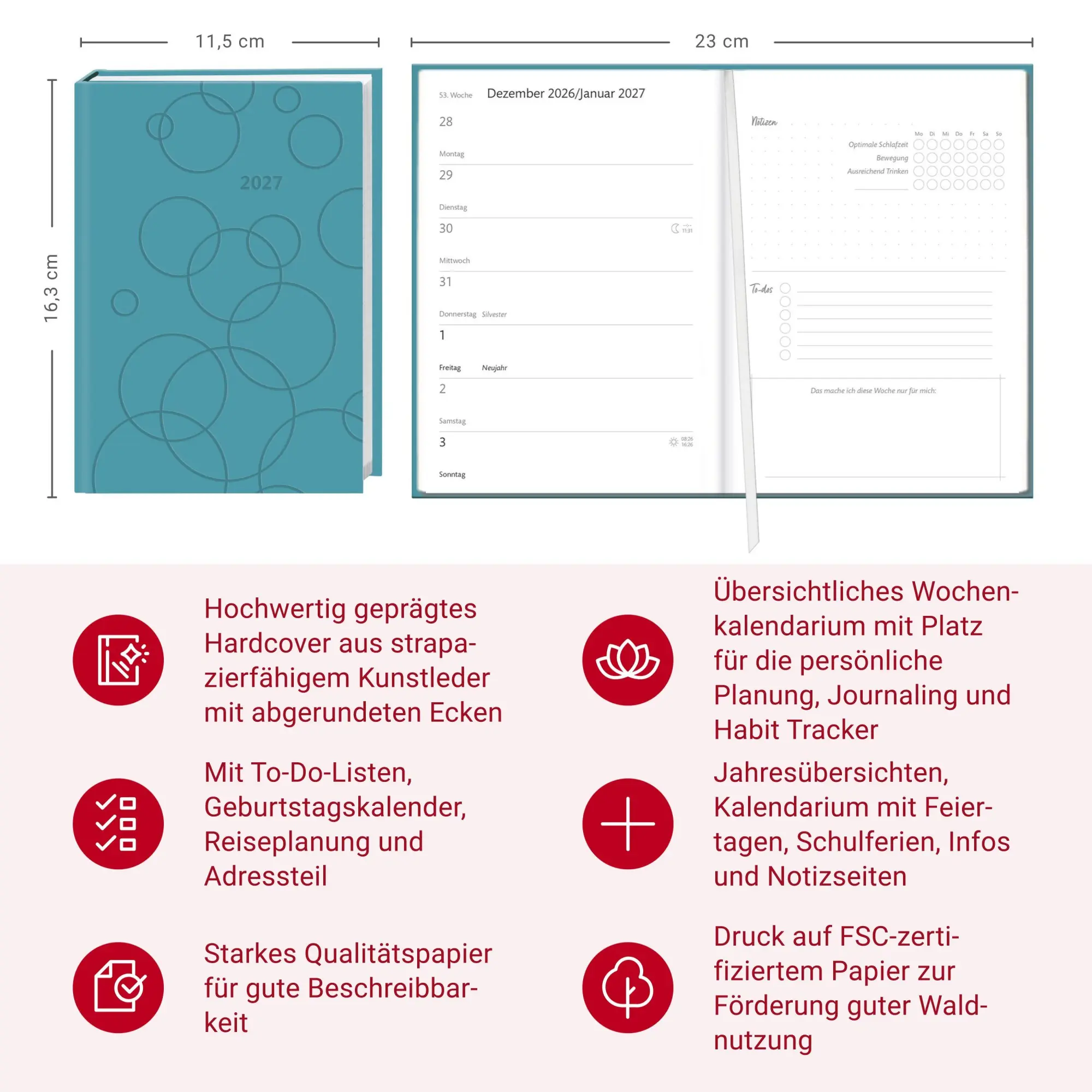 Bild: 9783756417117 | Kalenderbuch A6 blau 2027 | Buch | Bürokalender Heye | 152 S. | 2027