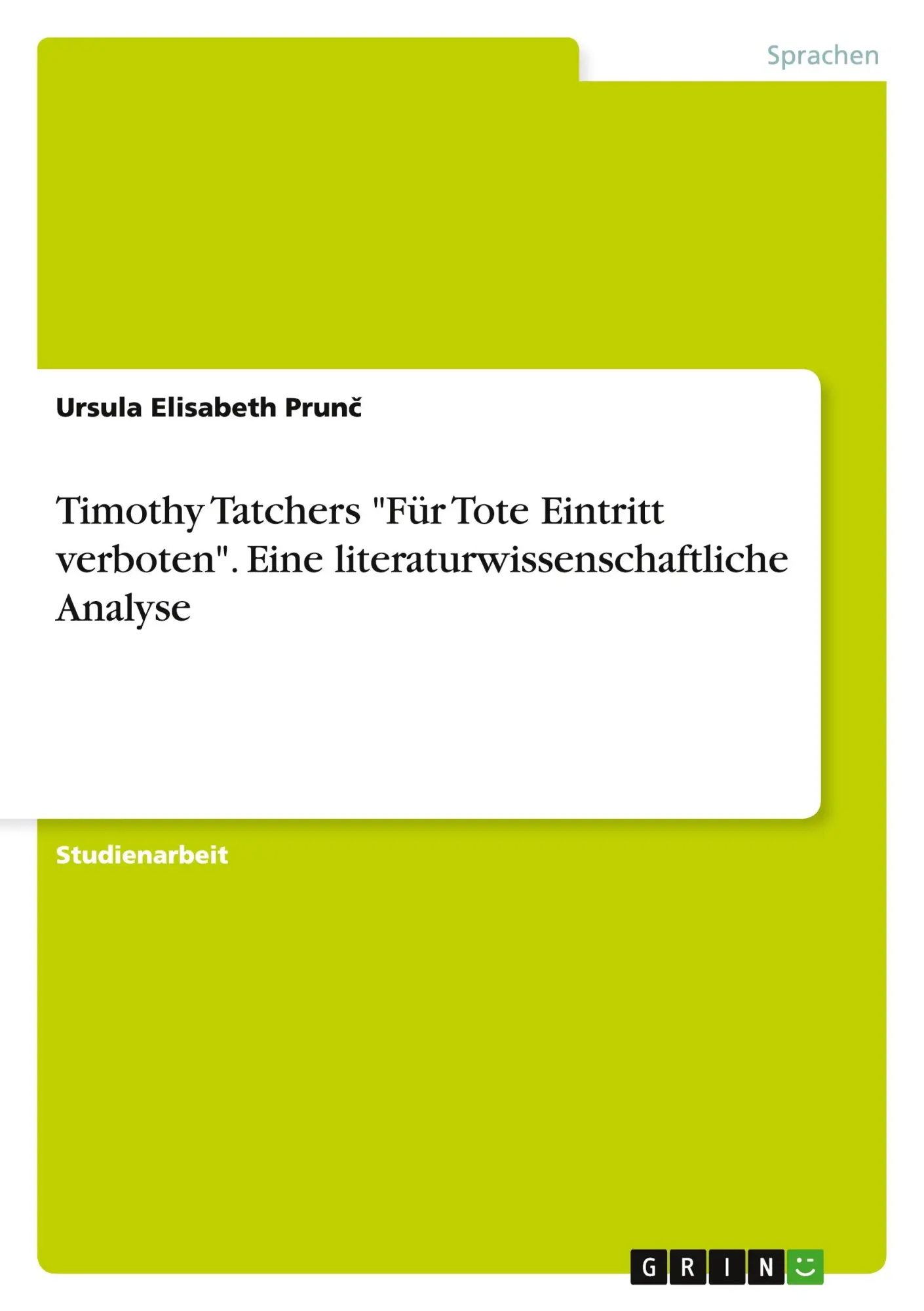 Cover: 9783656897217 | Timothy Tatchers "Für Tote Eintritt verboten". Eine...