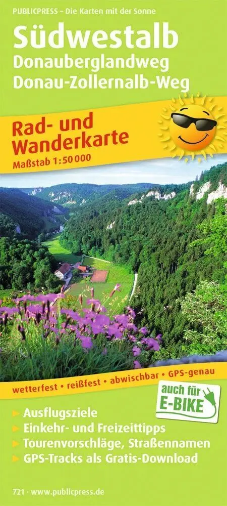 Cover: 9783899207217 | Publicpress Rad- und Wanderkarte Südwestalb, Donauberglandweg,...