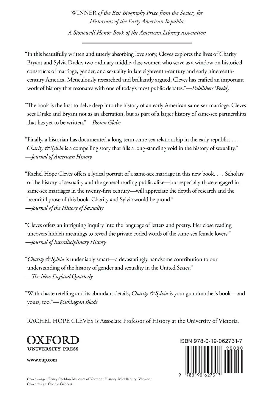 Rückseite: 9780190627317 | Charity and Sylvia | A Same-Sex Marriage in Early America | Cleves