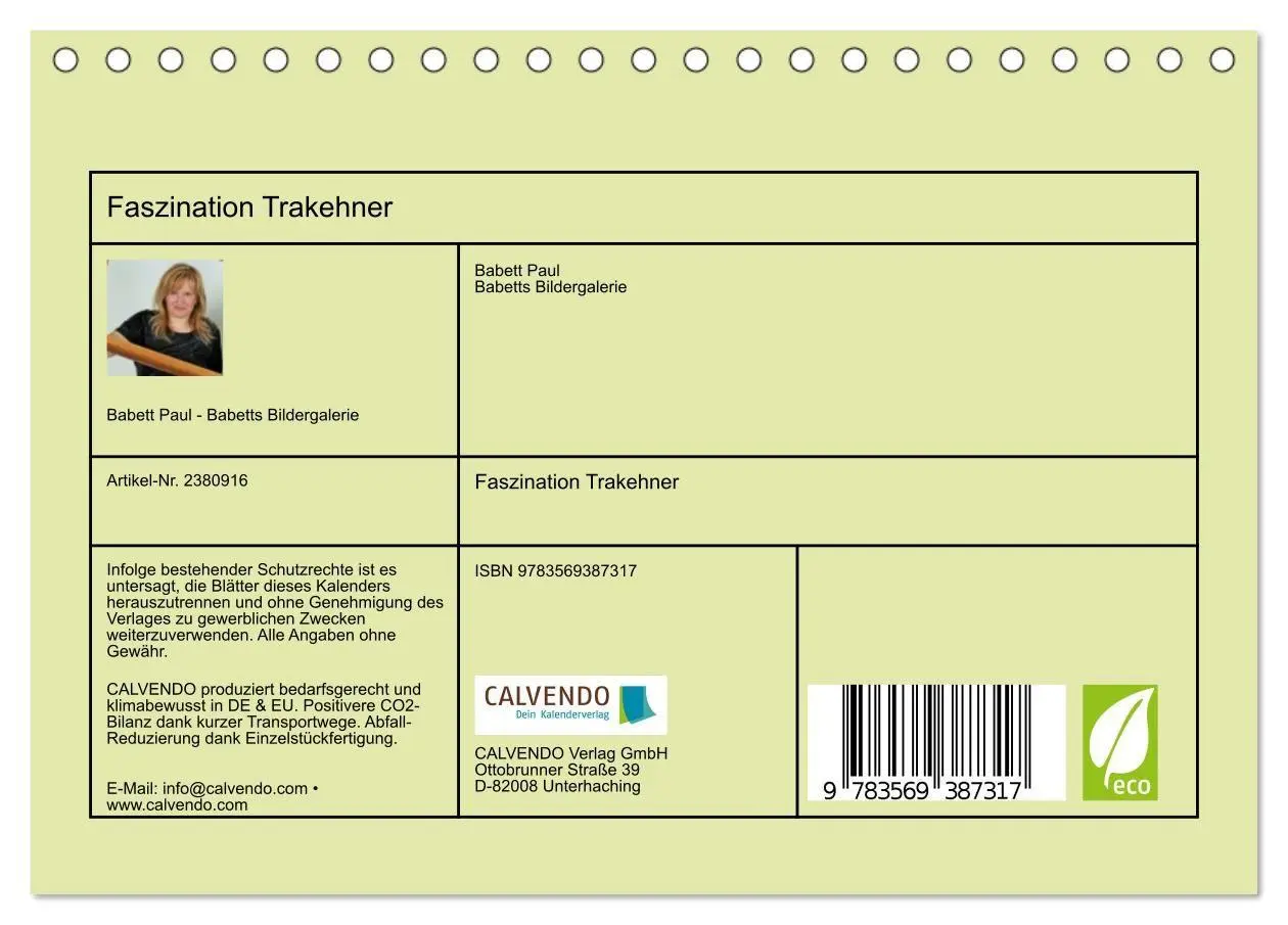 Bild: 9783569387317 | Faszination Trakehner (Tischkalender 2027 DIN A5 quer), CALVENDO...