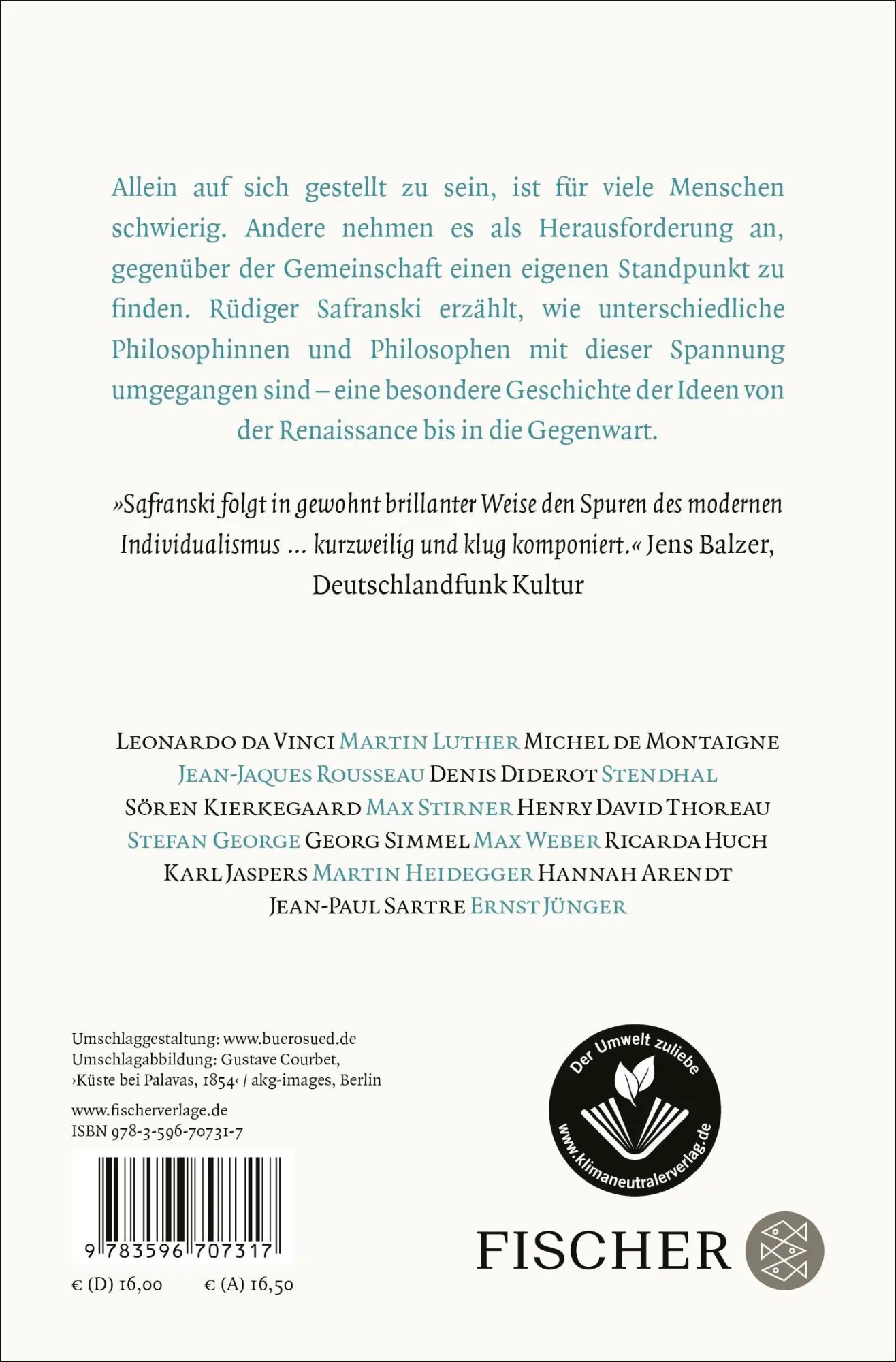 Rückseite: 9783596707317 | Einzeln sein | Eine philosophische Herausforderung | Rüdiger Safranski
