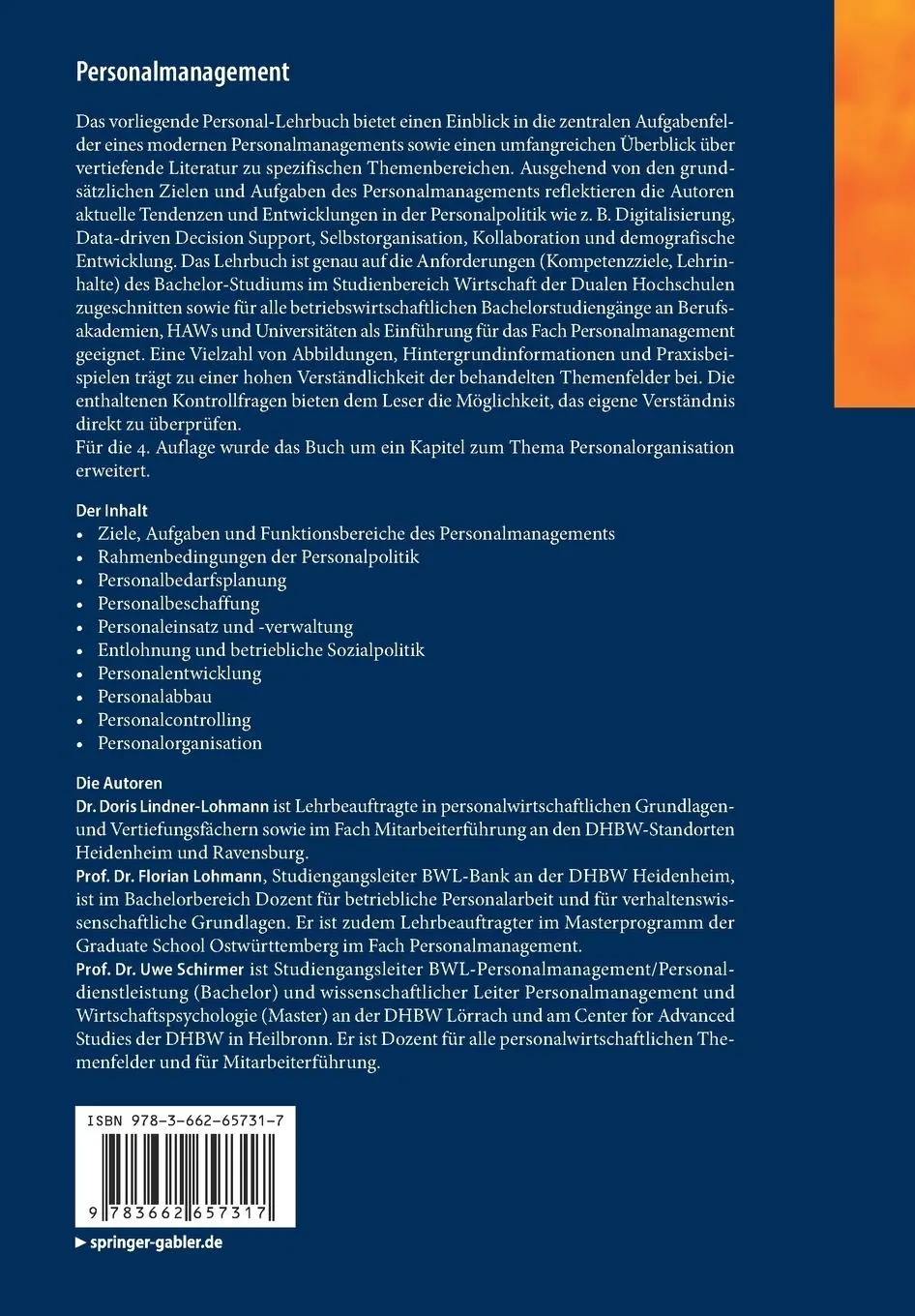 Rückseite: 9783662657317 | Personalmanagement | Doris Lindner-Lohmann (u. a.) | Taschenbuch