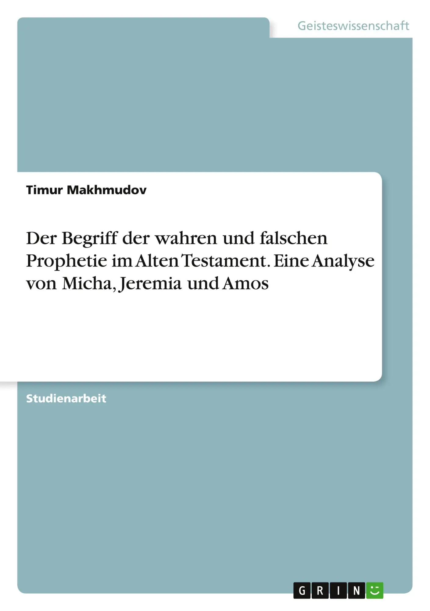 Cover: 9783389027417 | Der Begriff der wahren und falschen Prophetie im Alten Testament....