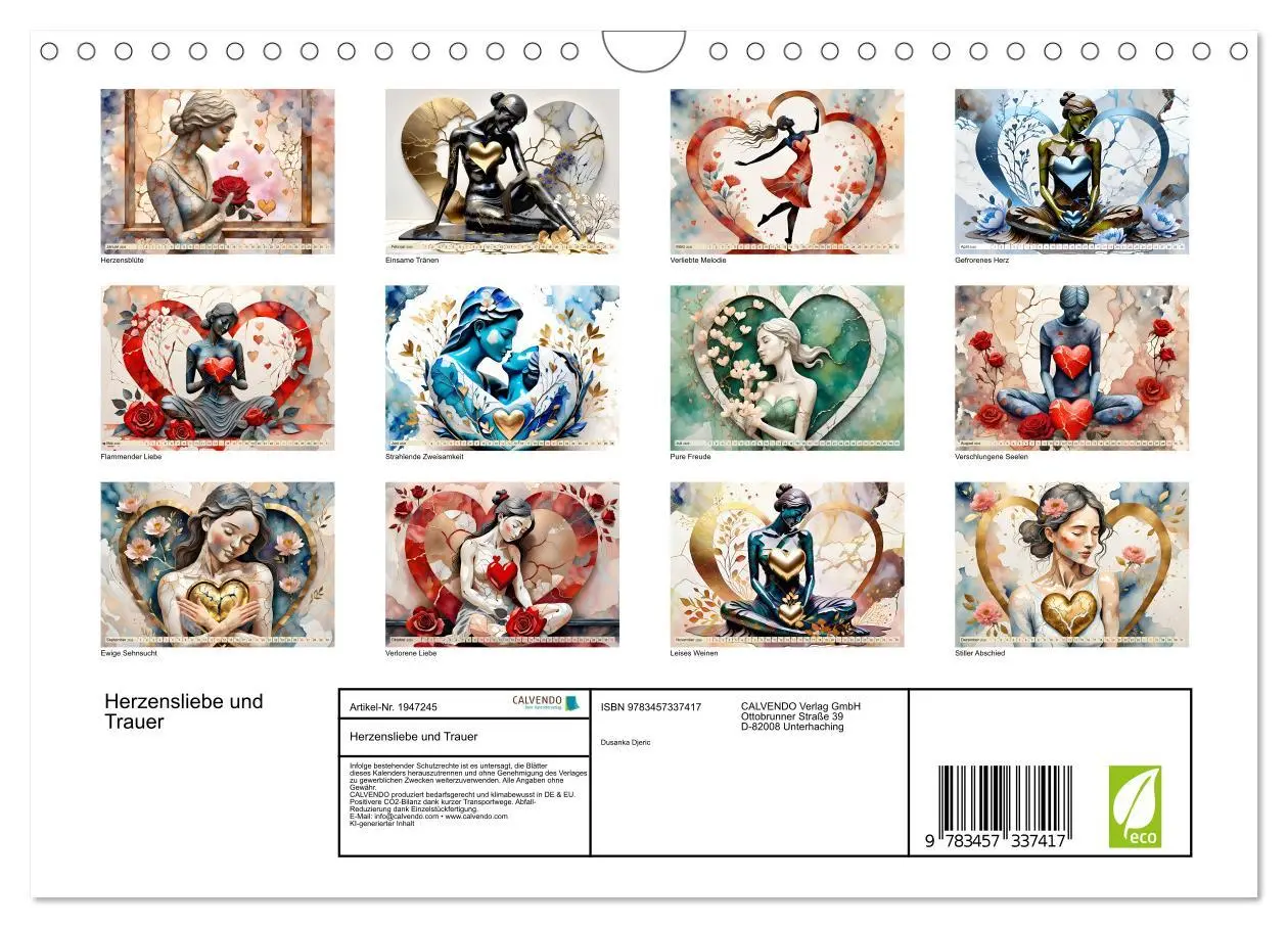 Bild: 9783457337417 | Herzensliebe und Trauer (Wandkalender 2026 DIN A4 quer), CALVENDO...