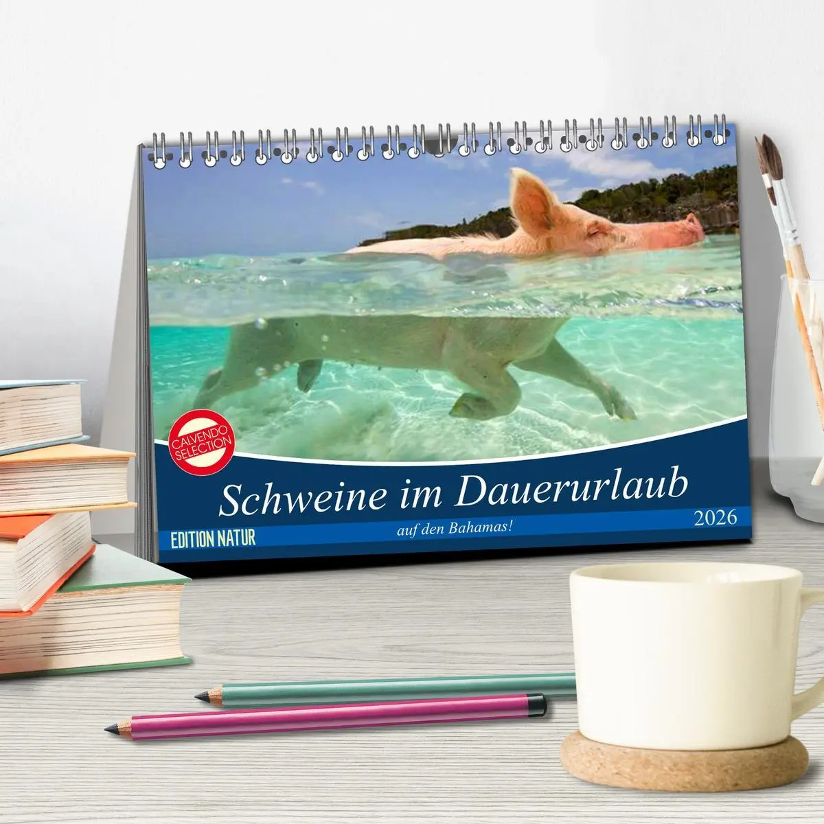 Bild: 9783457887417 | Schweine im Dauerurlaub auf den Bahamas! (Tischkalender 2026 DIN A5...