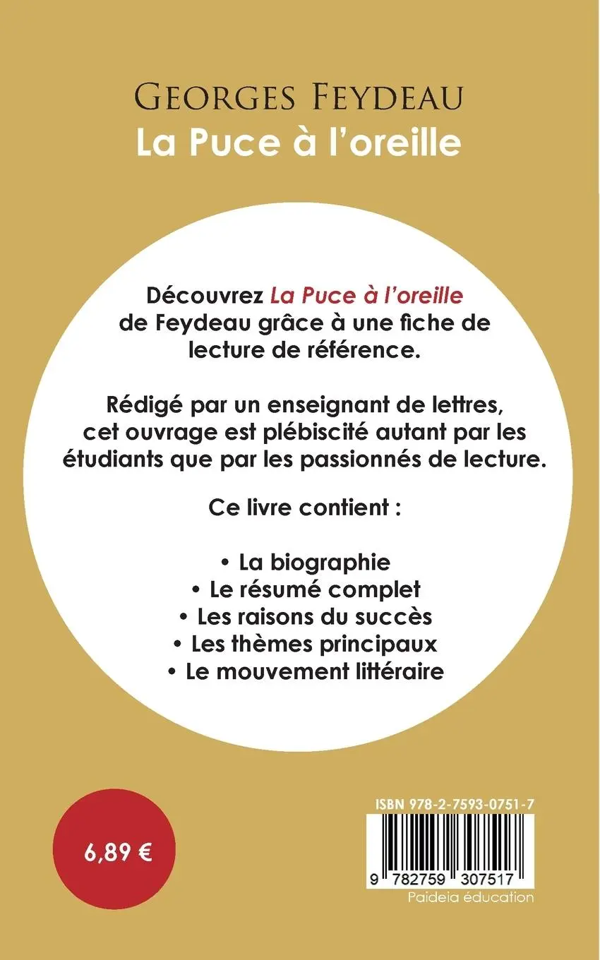 Rückseite: 9782759307517 | Fiche de lecture La Puce à l'oreille (Étude intégrale) | Feydeau