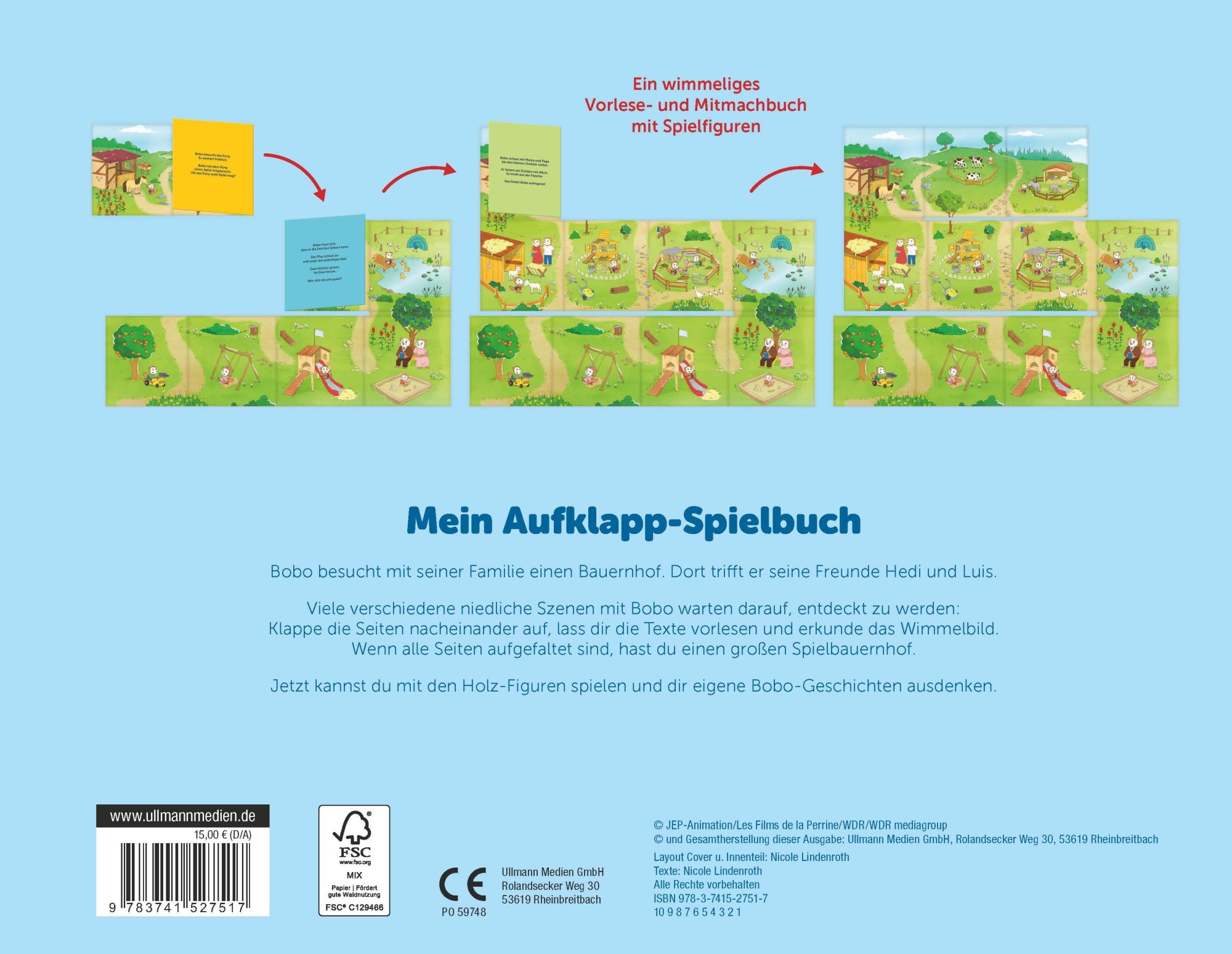 Rückseite: 9783741527517 | Bobo Siebenschläfer Mein Aufklapp-Spielbuch | JEP-Animation | Buch