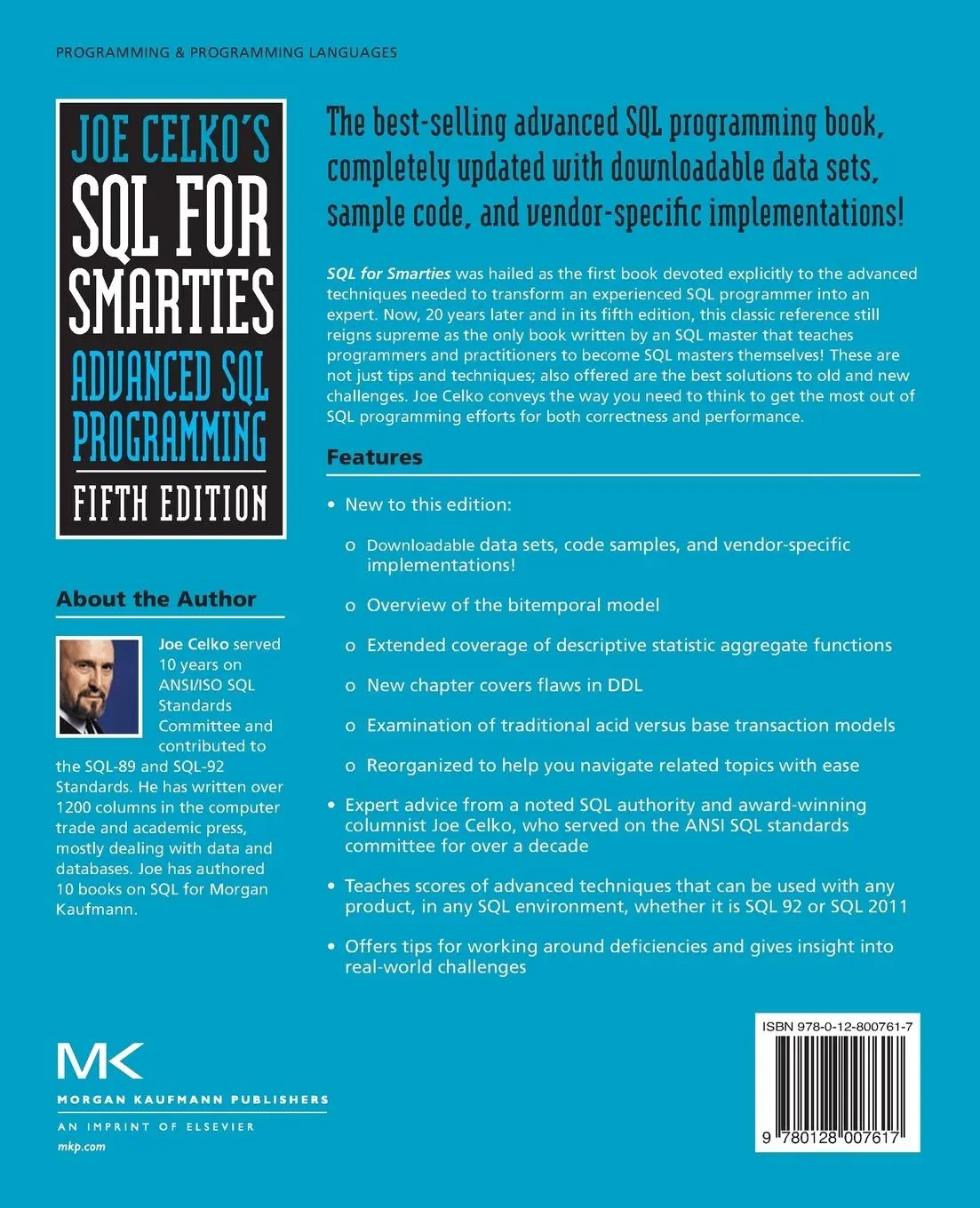 Rückseite: 9780128007617 | Joe Celko's SQL for Smarties | Advanced SQL Programming | Joe Celko